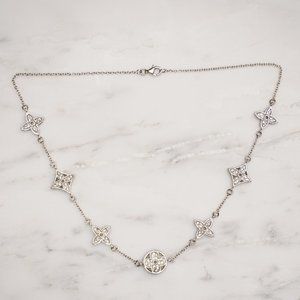 Silver Pave Fluer Necklace